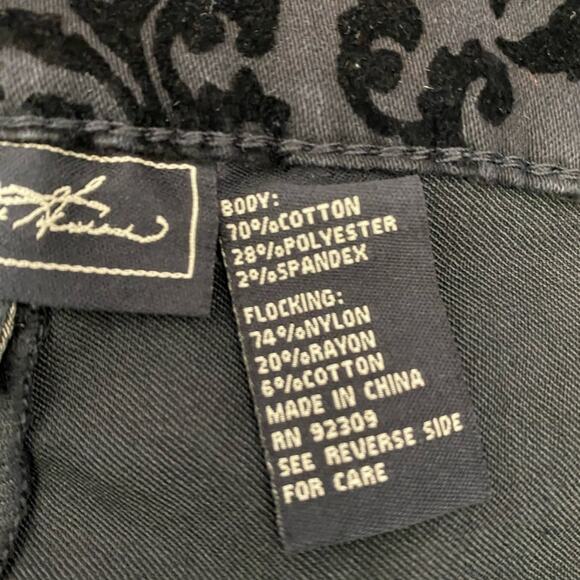 Diane Gilman 22W Whimsigoth Witchy Floral Black Velour Stretch Ankle Pant Sexy - Picture 9 of 11